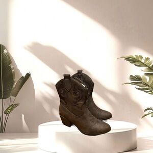 Brown Western Ankle Boots